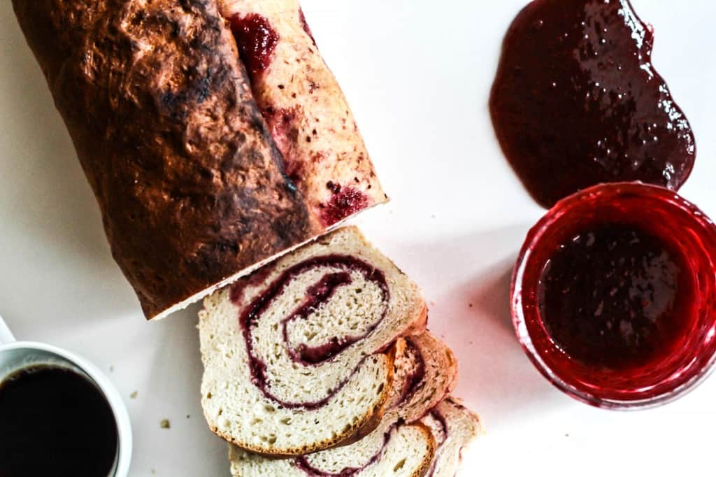 Berry swirl banana bread